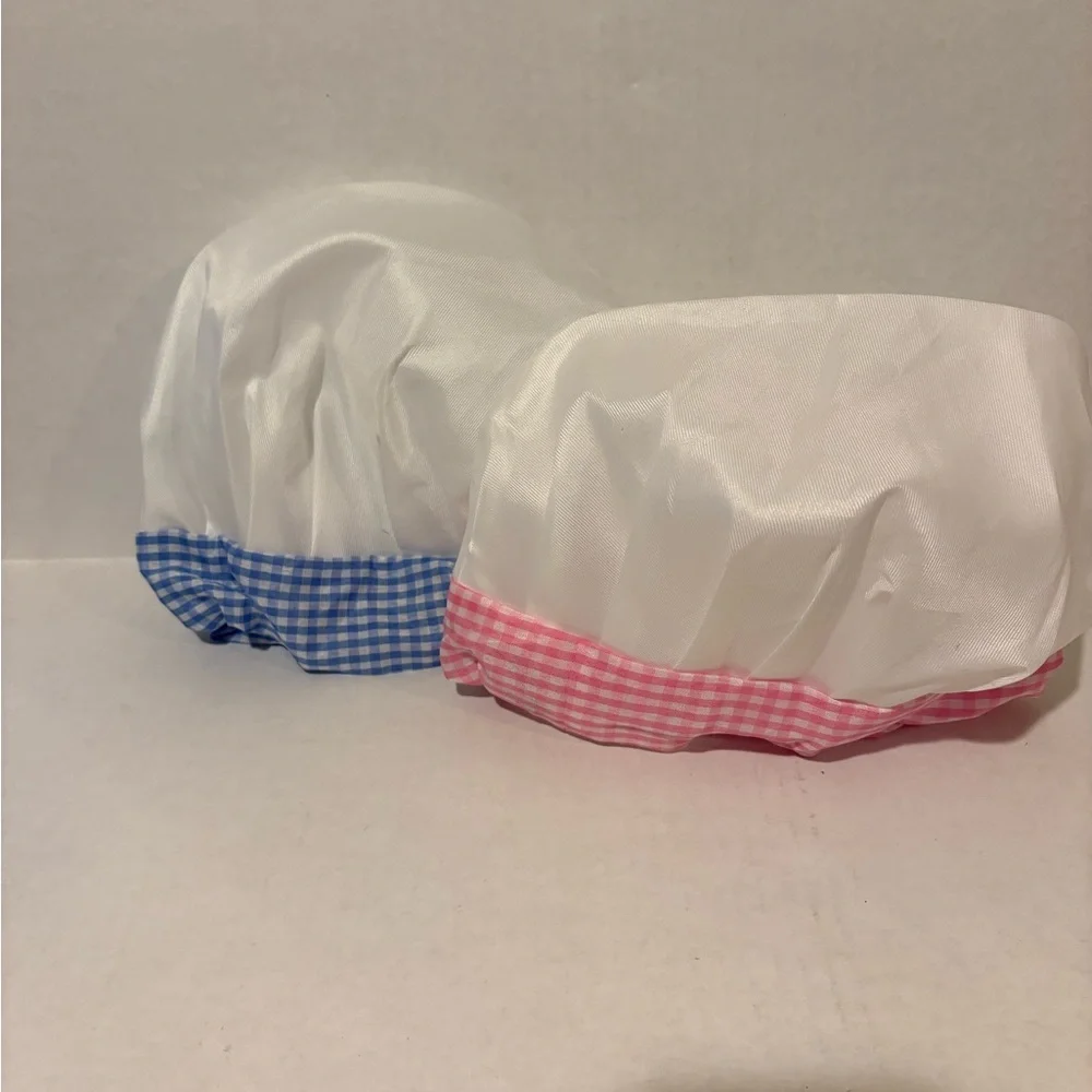 Play cook hats with Pink and Blue Gingham Trim